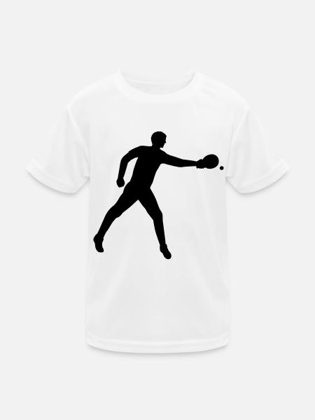 Tischtennisspieler Schlag mit Links - Kinder Funktions-T-Shirt - Weiß - Vorne