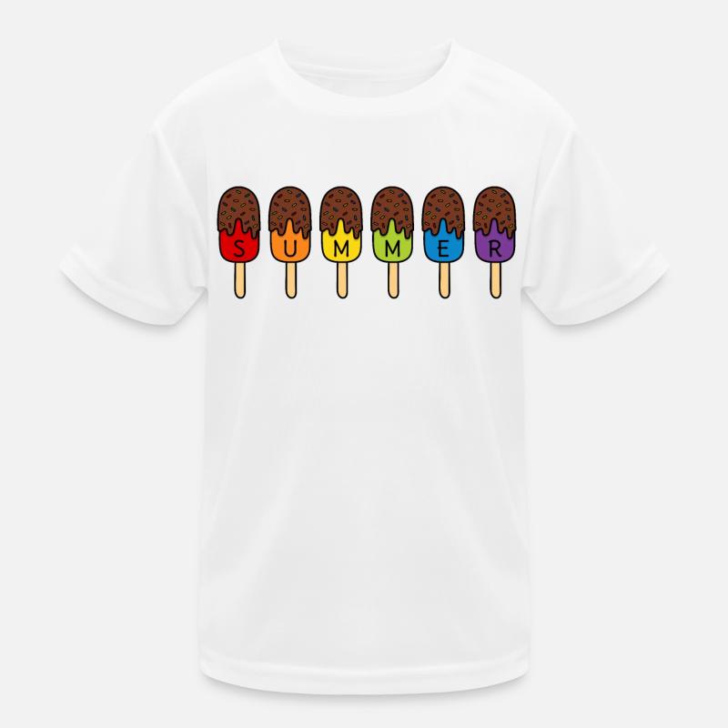 SUMMER SCHOKO EIS ESSEN REGENBOGEN BUNT SOMMER EIS Kinder Funktions-T-Shirt