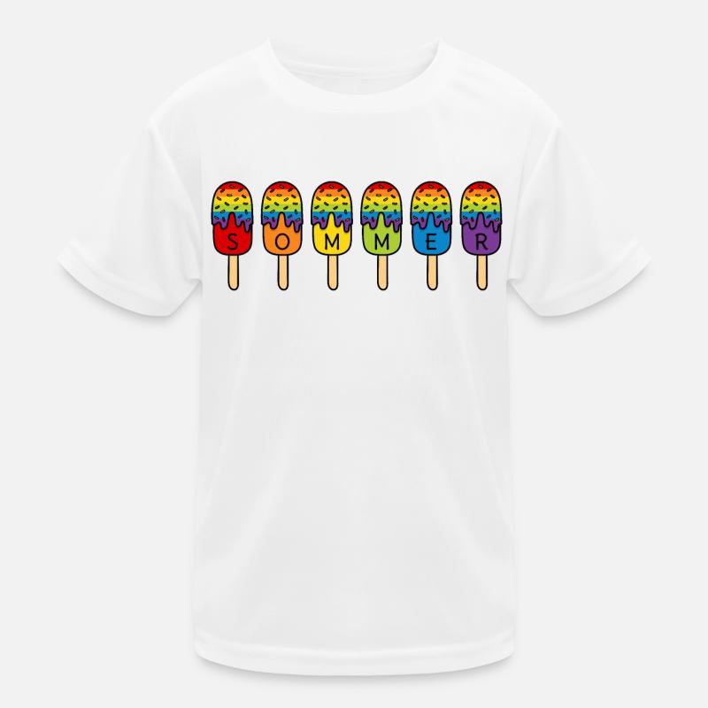 Eis essen - Regenbogen - bunt - Sommer - Eis Kinder Funktions-T-Shirt