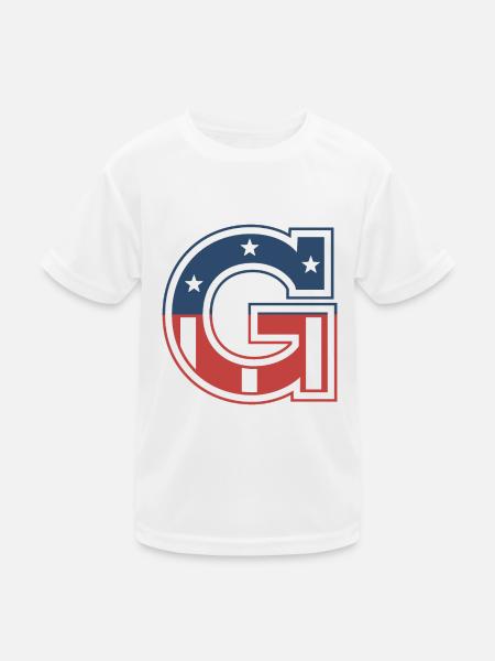 Buchstabe G USA - Kinder Funktions-T-Shirt - Weiß - Vorne