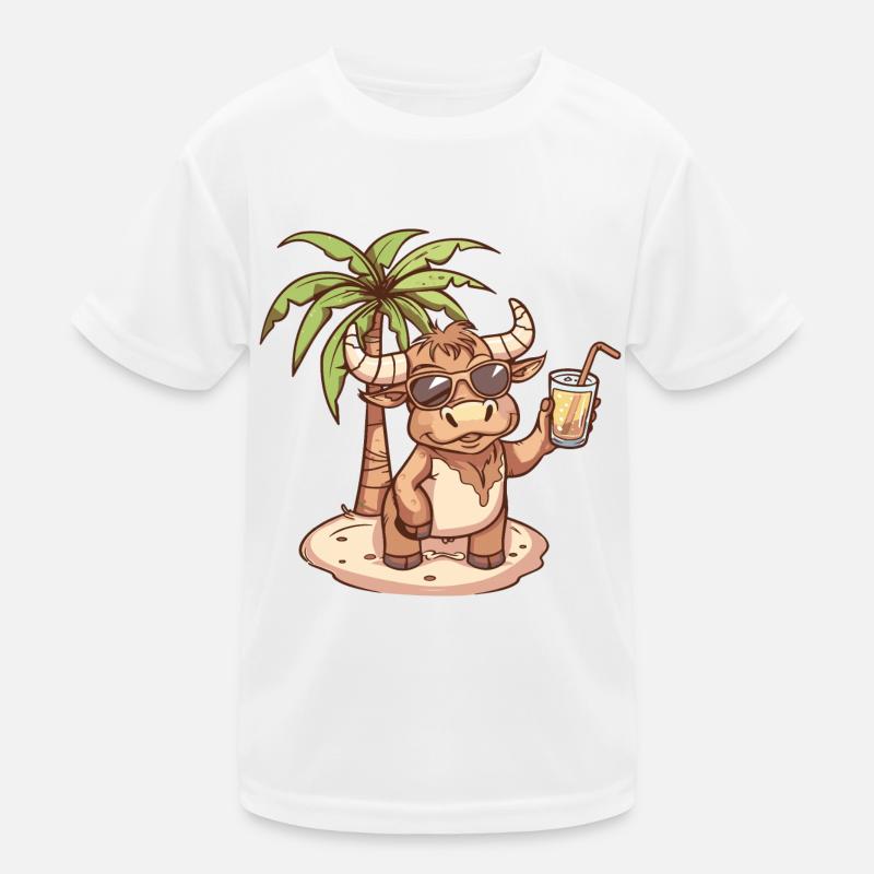 Stier Sommer Strand Comic Kinder Funktions-T-Shirt