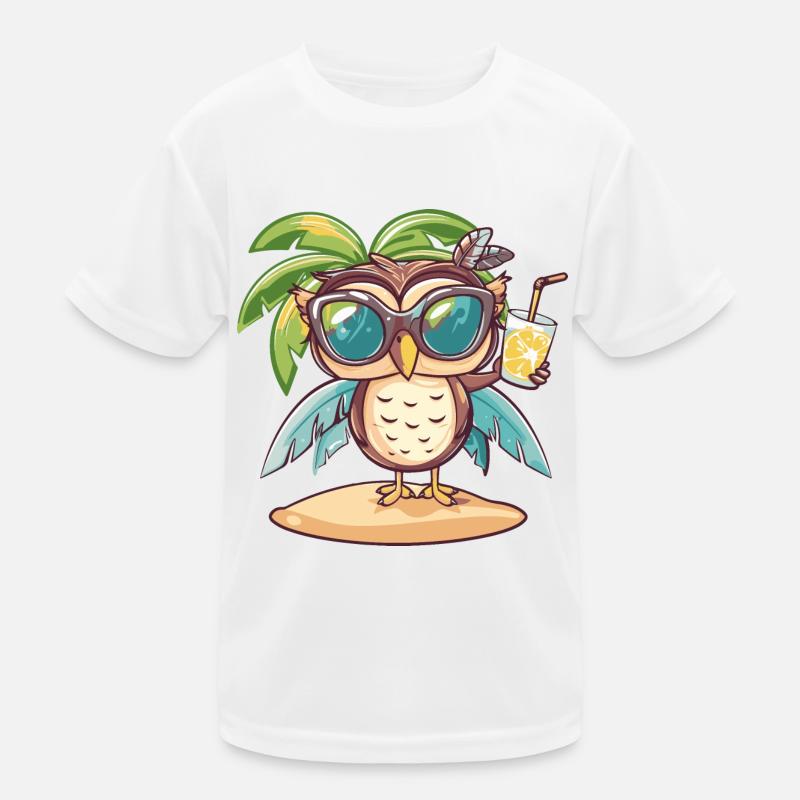 Eule Sommer Strand Comic Kinder Funktions-T-Shirt