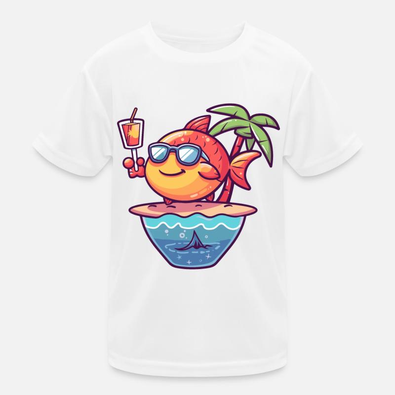 Fisch Sommer Ozean Comic Kinder Funktions-T-Shirt