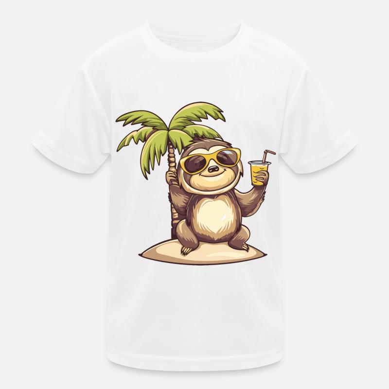 Faultier Sommer Strand Comic Kinder Funktions-T-Shirt