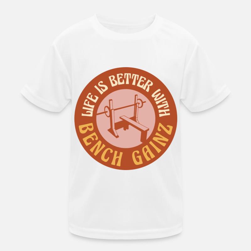 Life With Bench Gainz Ironic Saying Benchpress Kids Functional T-Shirt