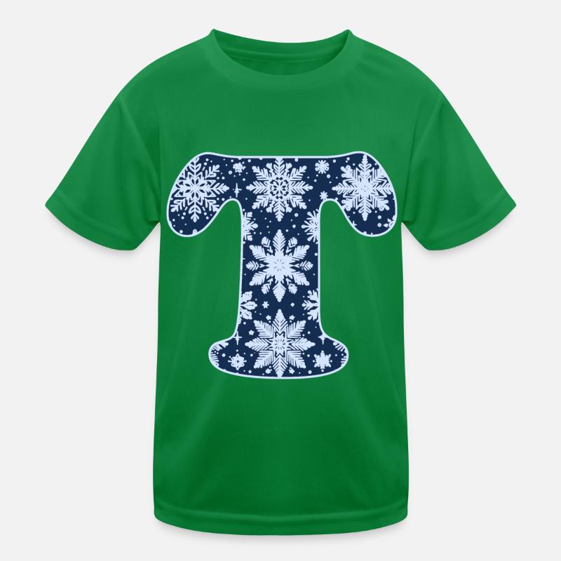 Buchstabe T Schneeflocken Kinder Funktions-T-Shirt