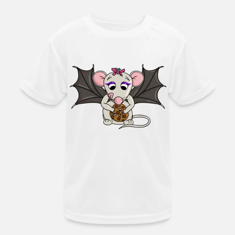 Bat Mouse Finds Cookie on Halloween Kids Functional T-Shirt