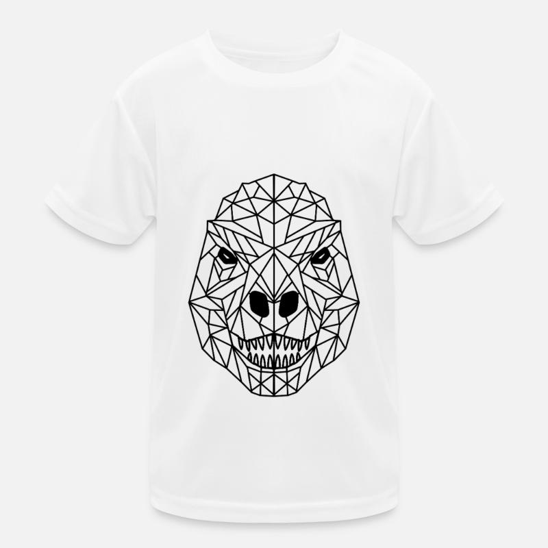 T-Rex Head Geometric Line Drawing Kids Functional T-Shirt