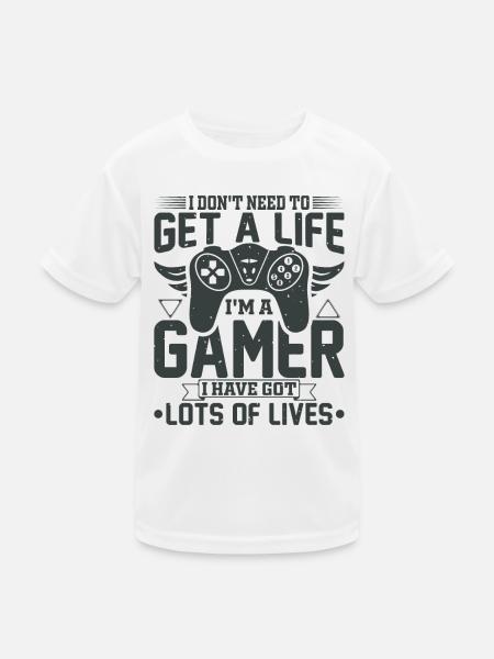 Gamer gaming gaming computer game controller - Kids Functional T-Shirt - white - Front