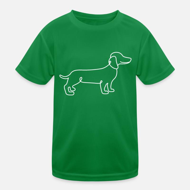 Single Line Design - Dackel Kinder Funktions-T-Shirt