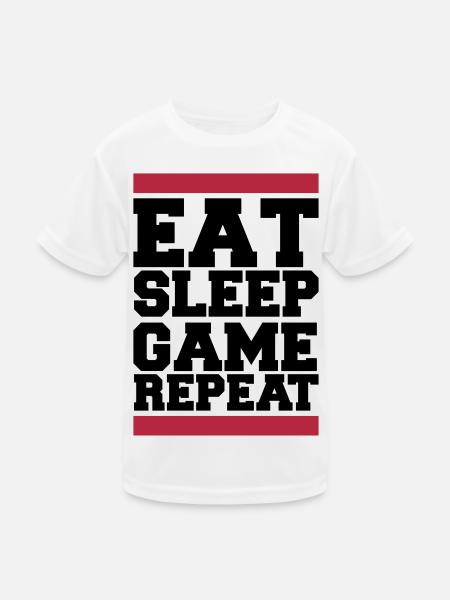 eat sleep game repeat - Kinder Funktions-T-Shirt - Weiß - Vorne
