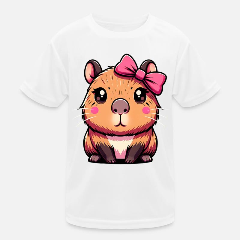 Süßes Capybara Rosa Schleife Capybara Kinder Funktions-T-Shirt