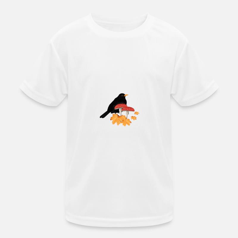 Amsel Herbst Vogel Vogelbeobachter Halloween Kinder Funktions-T-Shirt