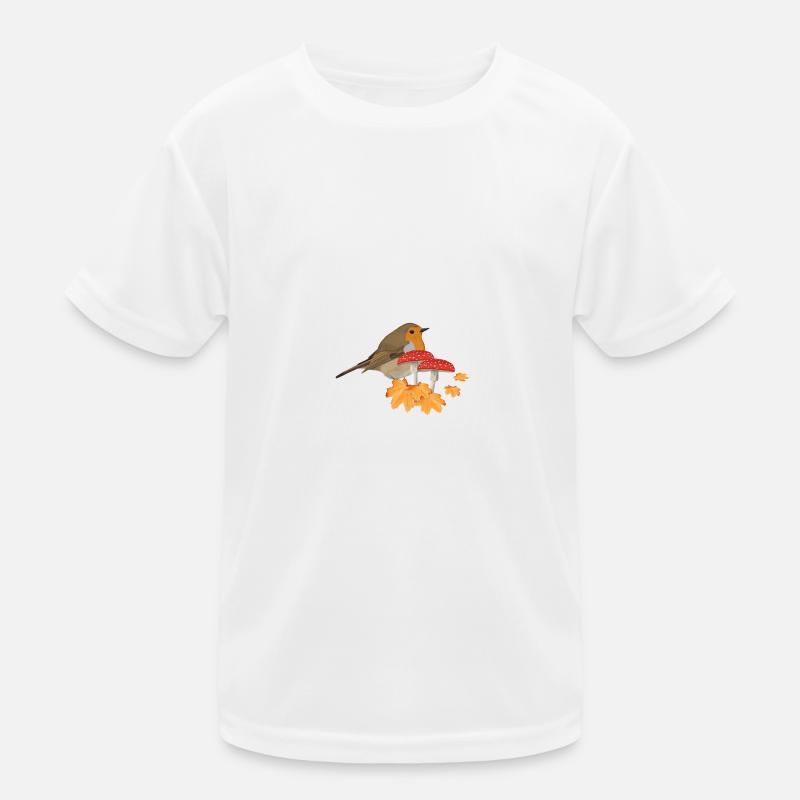 Rotkehlchen Herbst Vogel Vogelbeobachter Halloween Kinder Funktions-T-Shirt