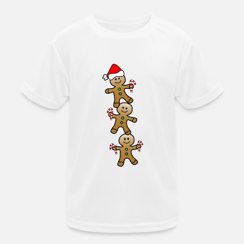 Weihnachtskuchenmann - Kinder Funktions-T-Shirt - Weiß