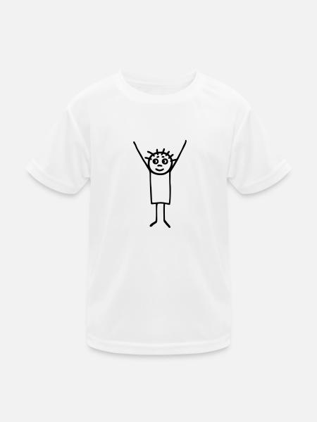Strichmännchen Sieger - Kinder Funktions-T-Shirt - Weiß