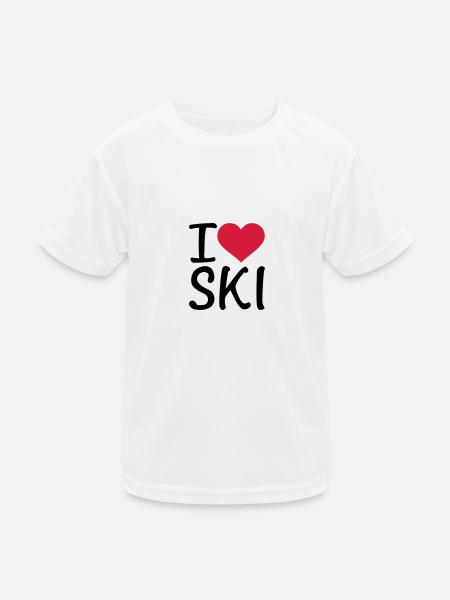 Ski - Kinder Funktions-T-Shirt - Weiß - Vorne