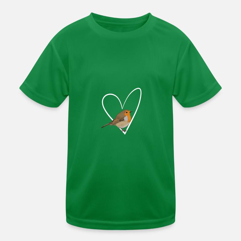 Robin, Heart, Bird, Birdwatcher, Songbird Kids Functional T-Shirt