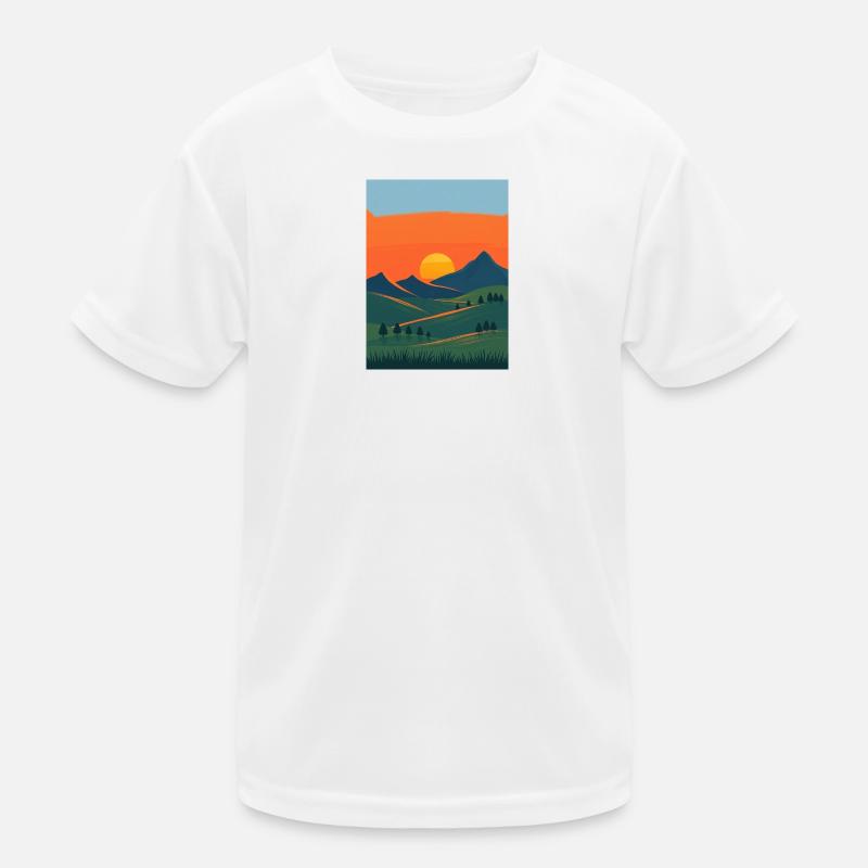 Evening mountain landscape change Kids Functional T-Shirt