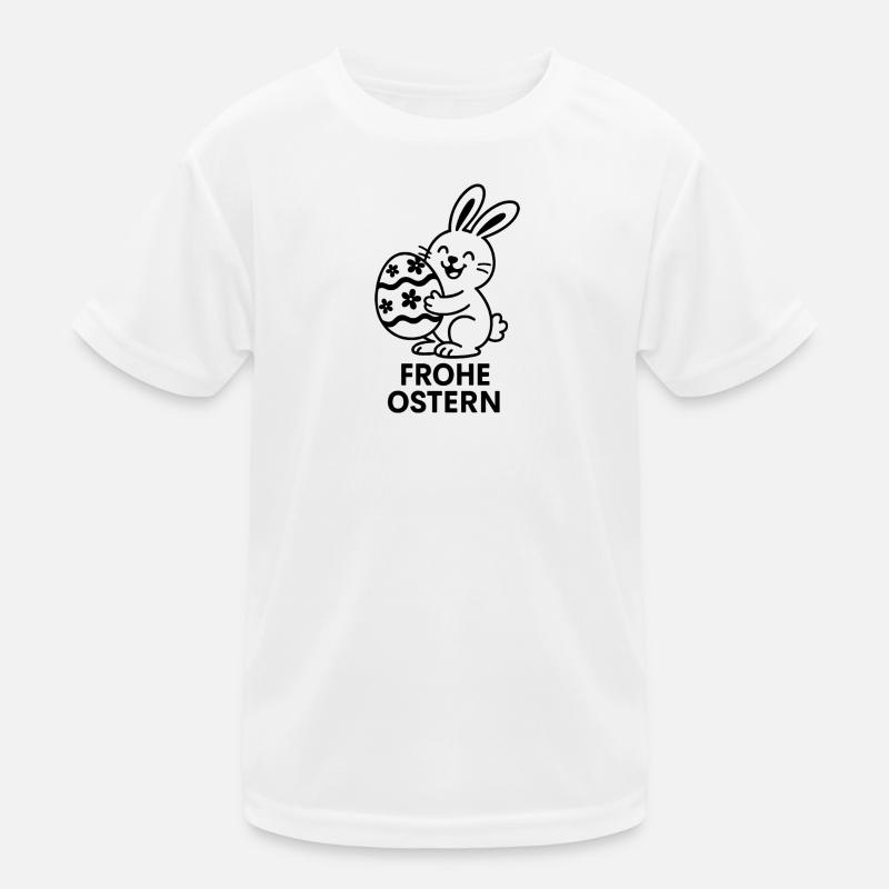 Frohe Ostern Bunny mit bemalter Ei Kinder Funktions-T-Shirt