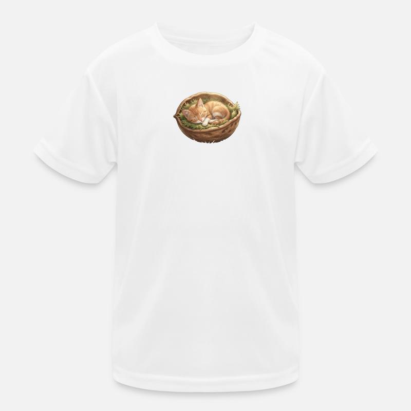 Schlummerndes Nestkätzchen Kinder Funktions-T-Shirt