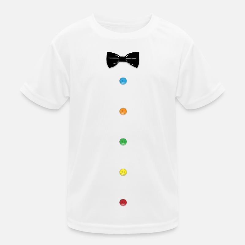 bow tie with vintage button - Kids Functional T-Shirt - white