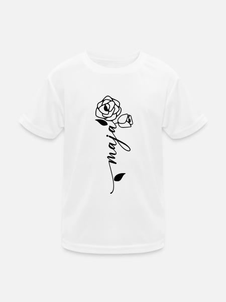 Maja Name Vorname Namensblume - Kinder Funktions-T-Shirt - Weiß - Vorne