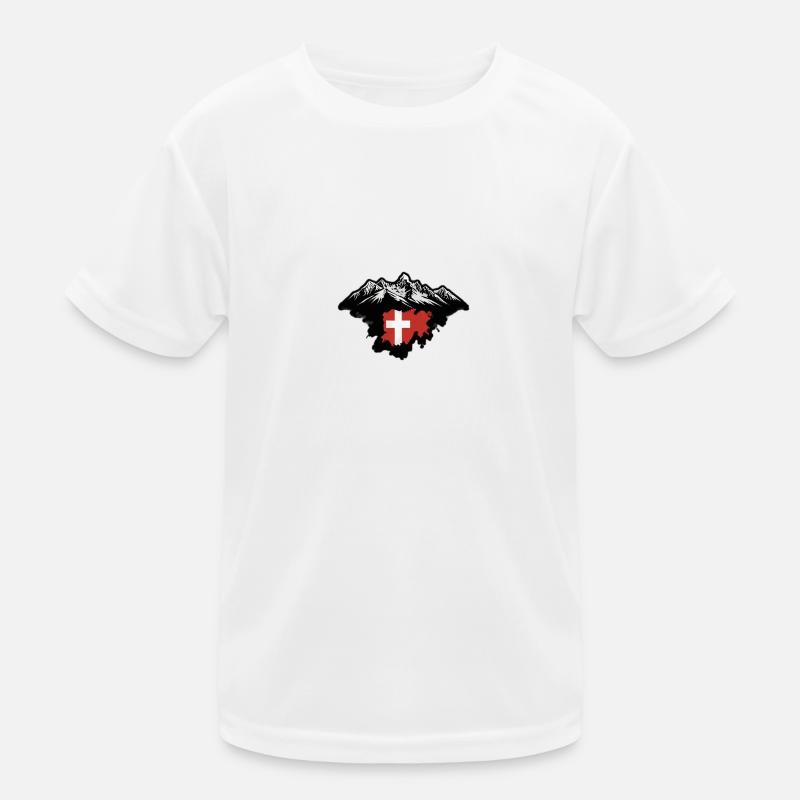 Schweizer Flagge - Kinder Funktions-T-Shirt - Weiß
