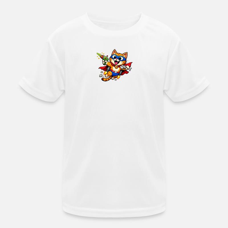 Superheldenkatze im Flug Kinder Funktions-T-Shirt