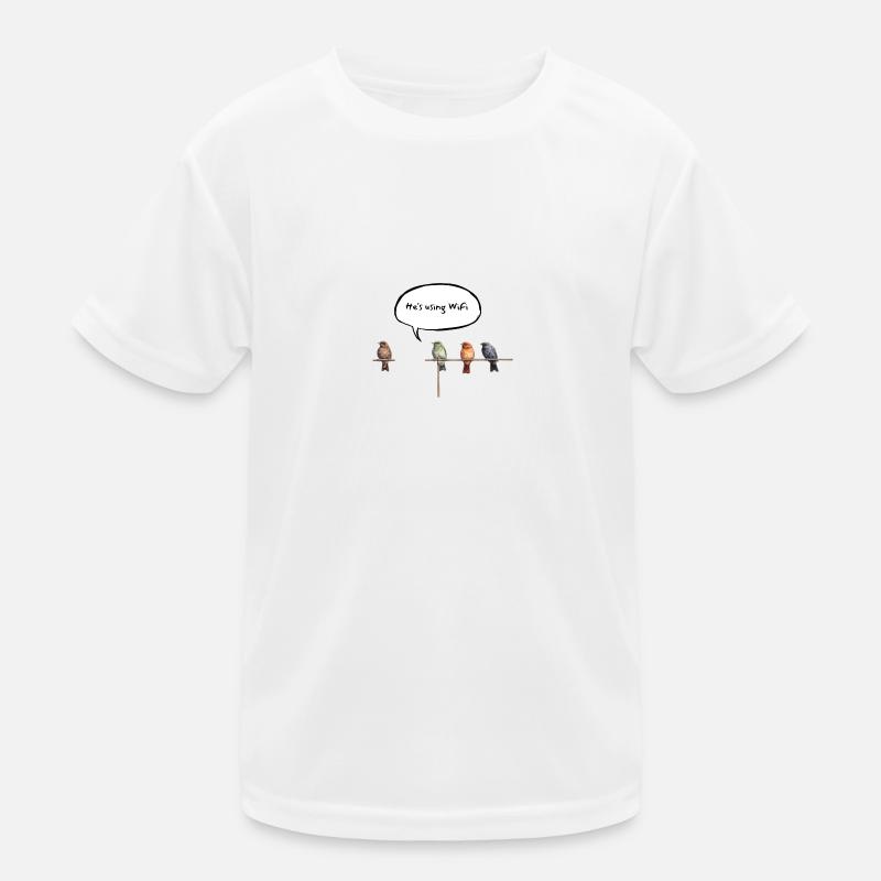 Vögel Lustig fliegen Wifi - Englisch Kinder Funktions-T-Shirt