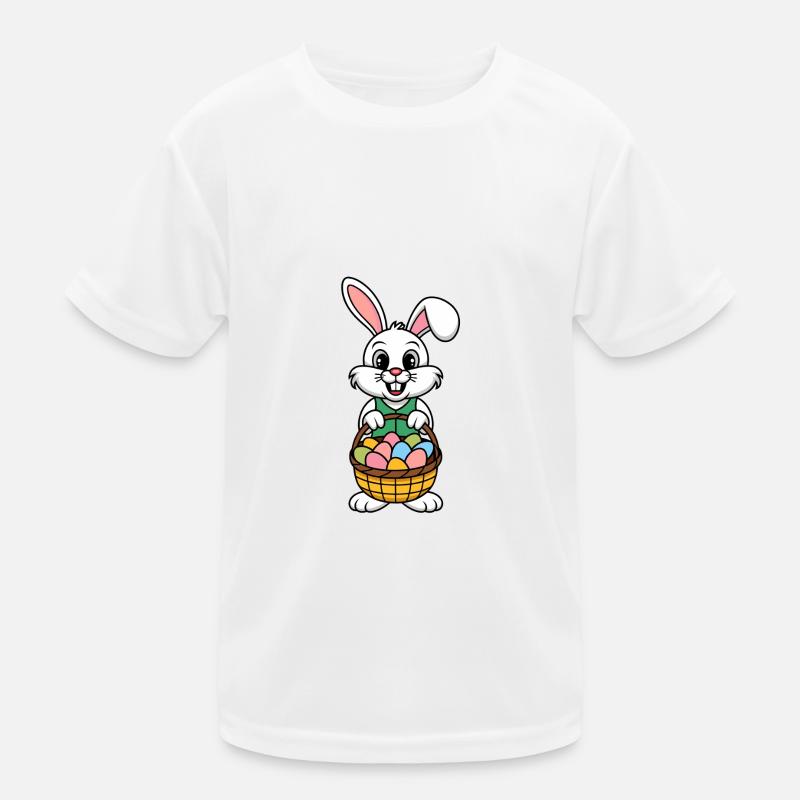 Funny Easter bunny with lots of colorful Easter eggs Kids Functional T-Shirt
