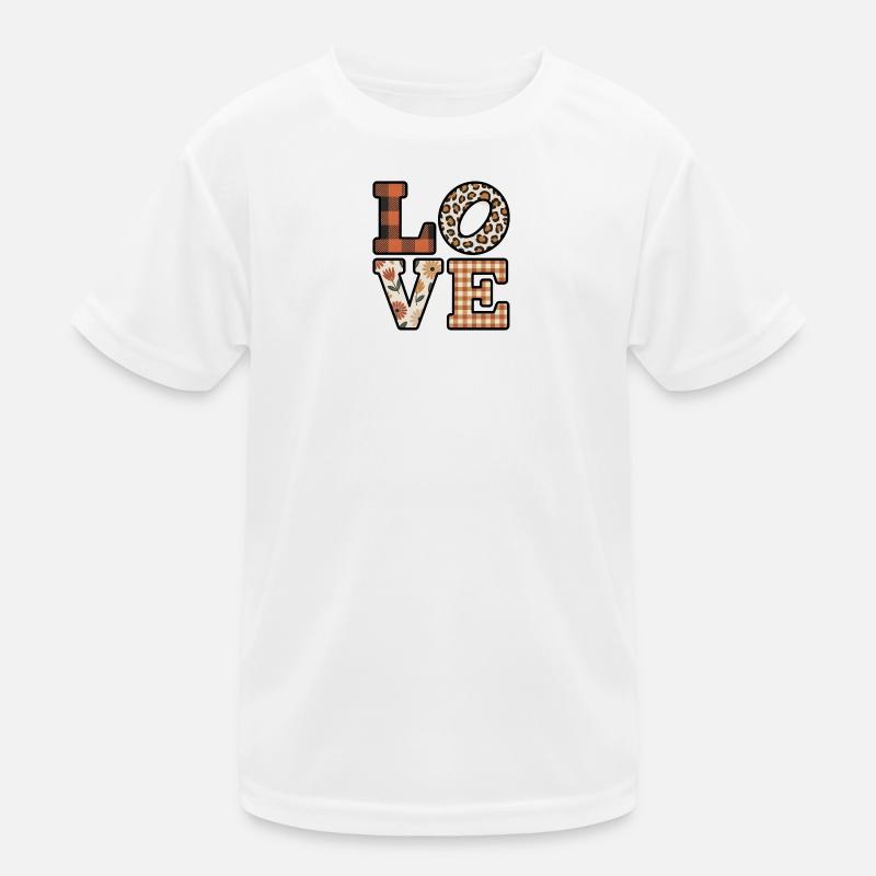 Ich liebe kontrastierende Muster in verzierten Buchstaben Kinder Funktions-T-Shirt