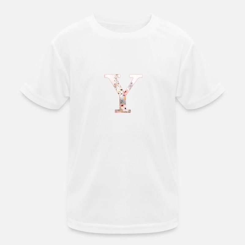 Personalisierbar Monogramm Y Blumenmuster Kinder Funktions-T-Shirt