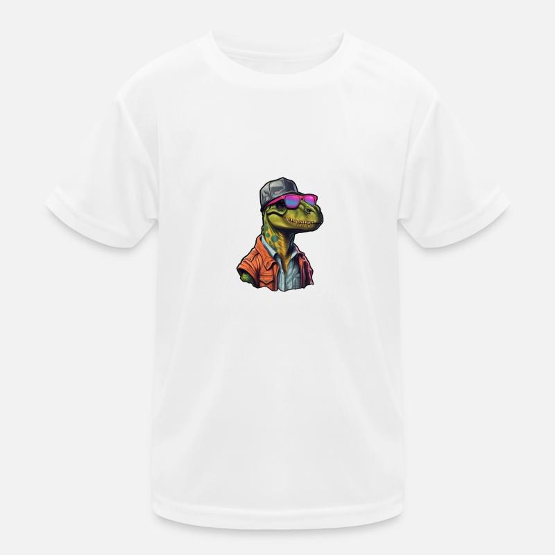 Retro Dino-Style Kinder Funktions-T-Shirt