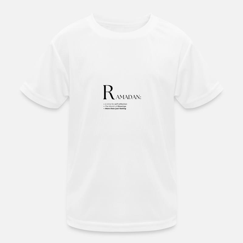 Design des Ramadan-Wörterbuch-Textstils - Kinder Funktions-T-Shirt - Weiß