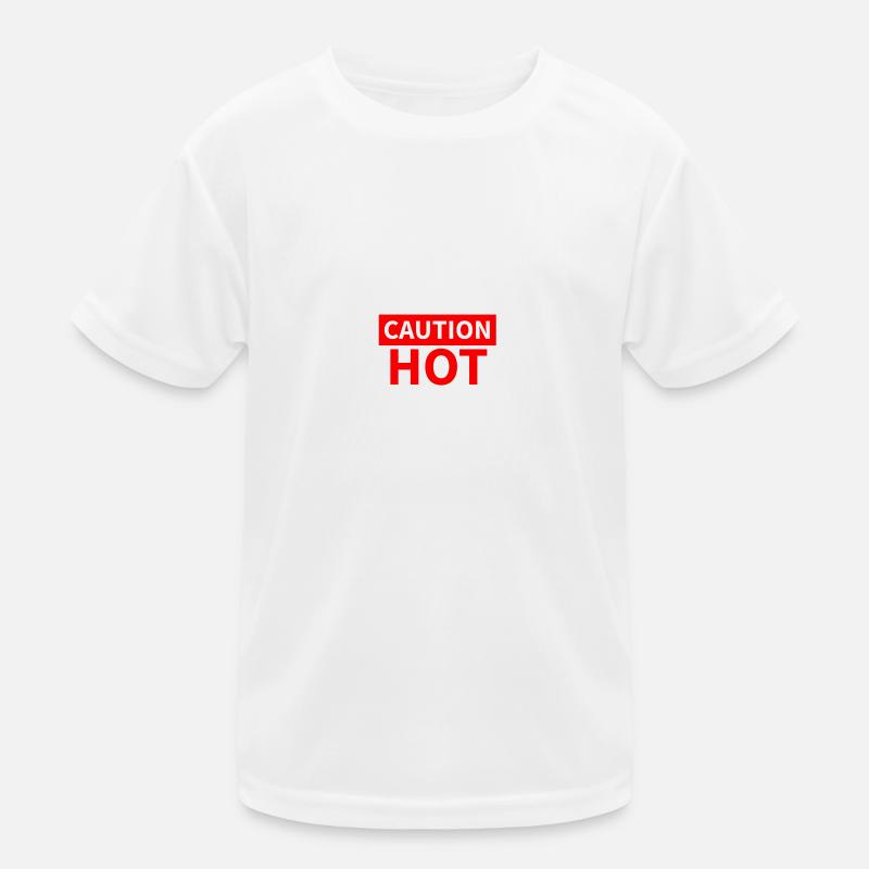 CAUTION HOT red Kids Functional T-Shirt