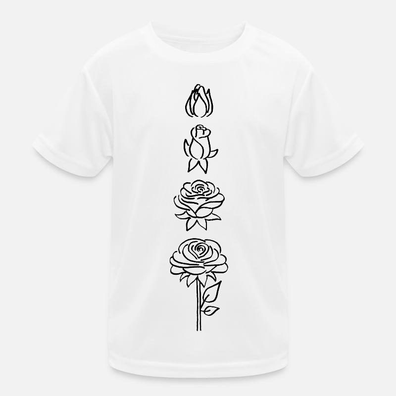 Black flower hatching Kids Functional T-Shirt