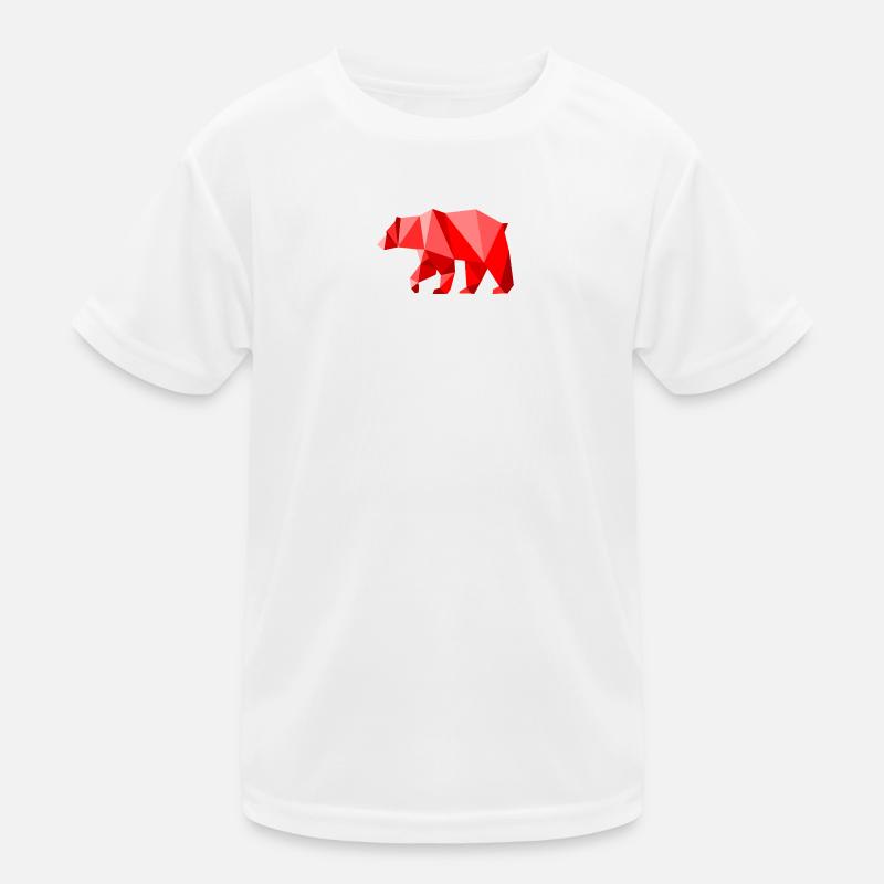Red Lowpoly Bear Kids Functional T-Shirt