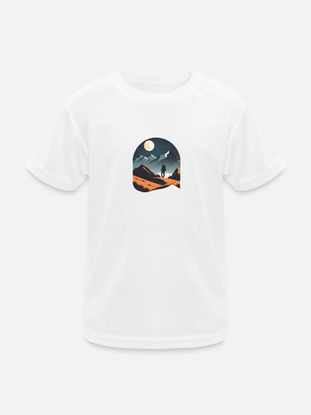 Nächtliche Berg Wanderung. Outdoor Motiv - Kinder Funktions-T-Shirt - Weiß