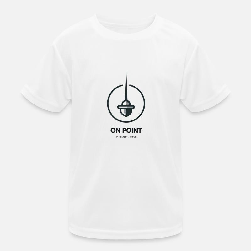 "Präzise in jedem Angriff", Fecht-Slogan Kinder Funktions-T-Shirt