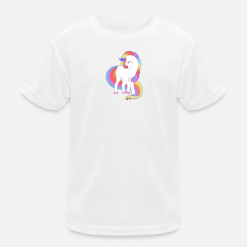 Verzaubertes Regenbogenmähnen-Einhorn - Kinder Funktions-T-Shirt - Weiß