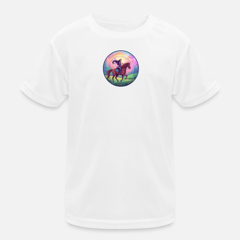 Fantasievolle Fee auf Pferd - Kinder Funktions-T-Shirt - Weiß