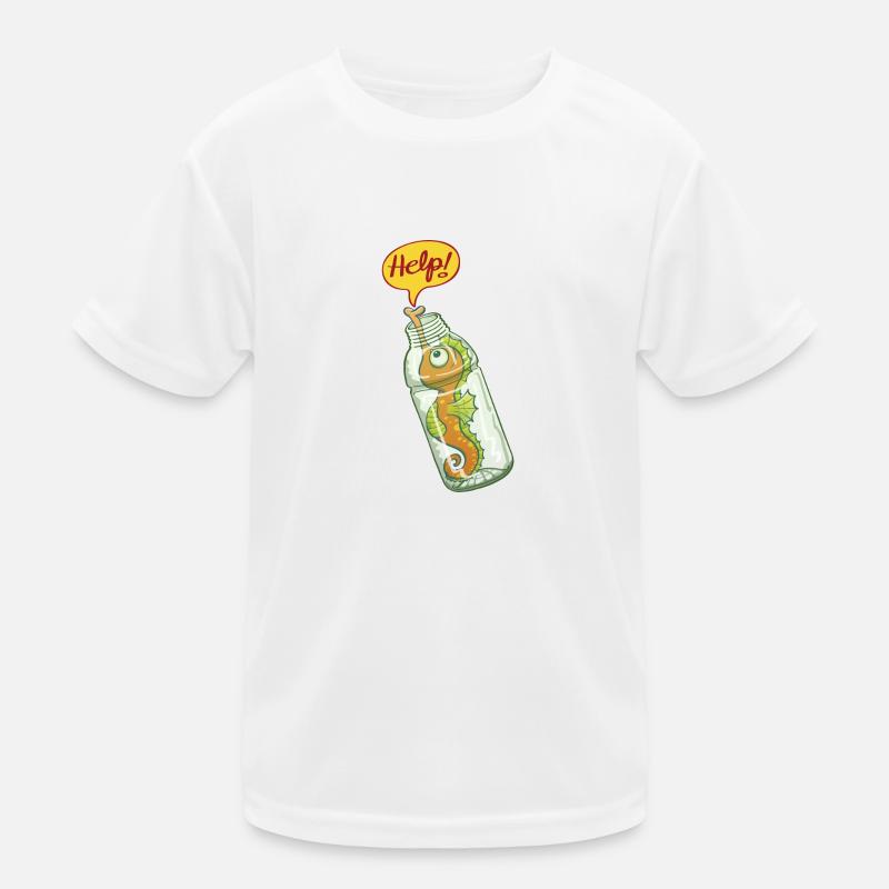 Hippocampe dans bouteille plastique demande d'aide T-shirt sport Enfant