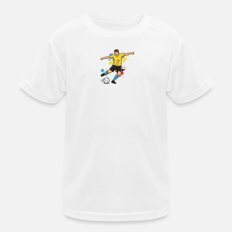 Soccer Player Comic Paint Splash Yellow Kids Functional T-Shirt