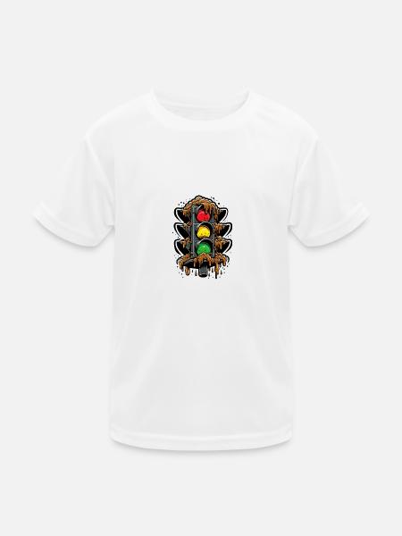 Classic German traffic light - Kids Functional T-Shirt - white - Front