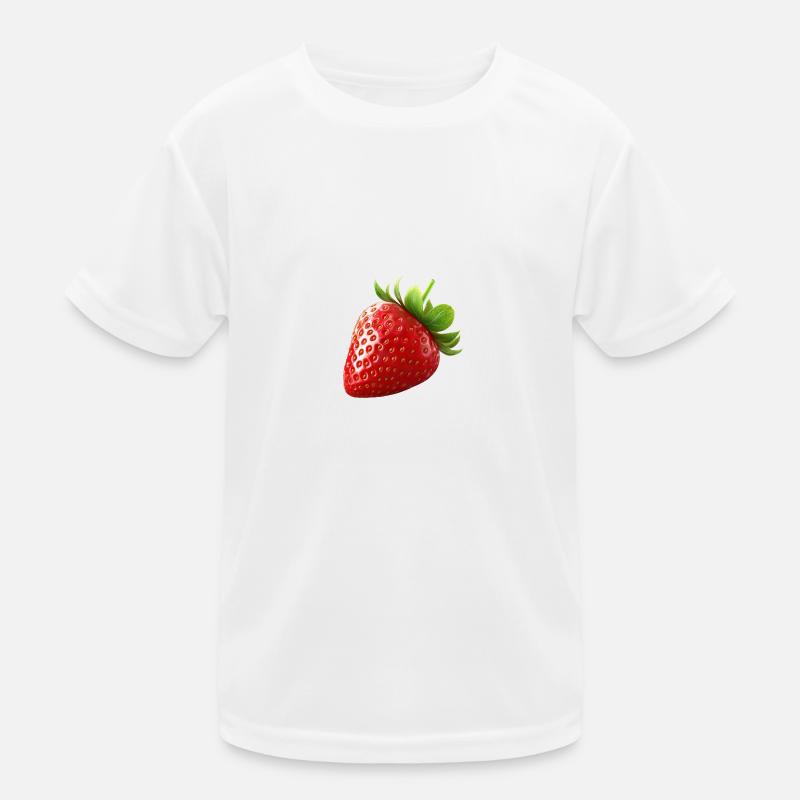 Erdbeere - Kinder Funktions-T-Shirt - Weiß