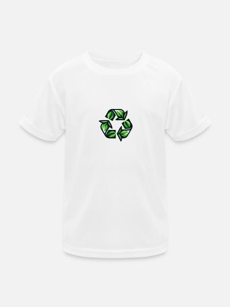 Recycling Blätter - Kinder Funktions-T-Shirt - Weiß - Vorne