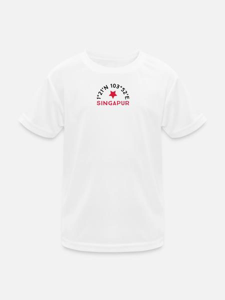 Singapur - Kinder Funktions-T-Shirt - Weiß - Vorne