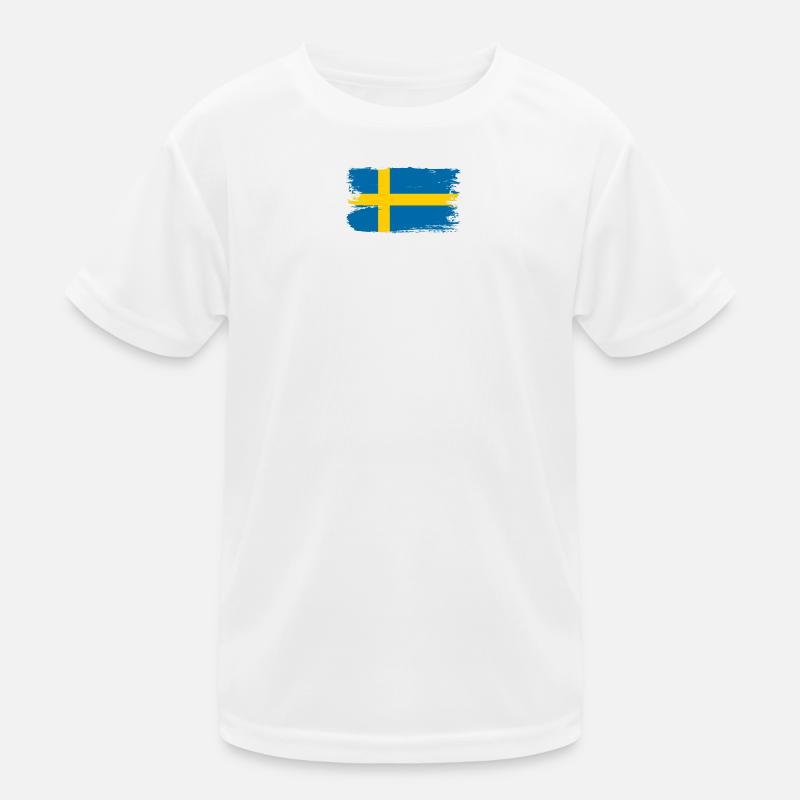 Tee à brosse drapeau de la Suède T-shirt sport Enfant