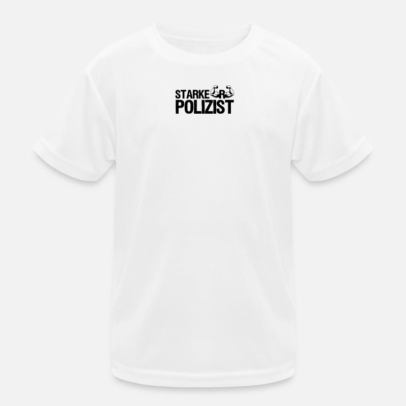 Starker Polizist, Polizei, Sprüche, Geschenk - Kinder Funktions-T-Shirt - Weiß
